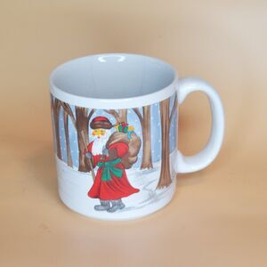 Vintage 1990 Grant Howard Santa Claus Christmas Coffee Mug Winter Woods Holiday
